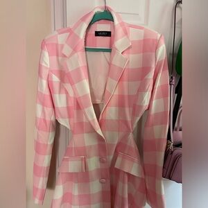 Pink & White checkered blazer dress